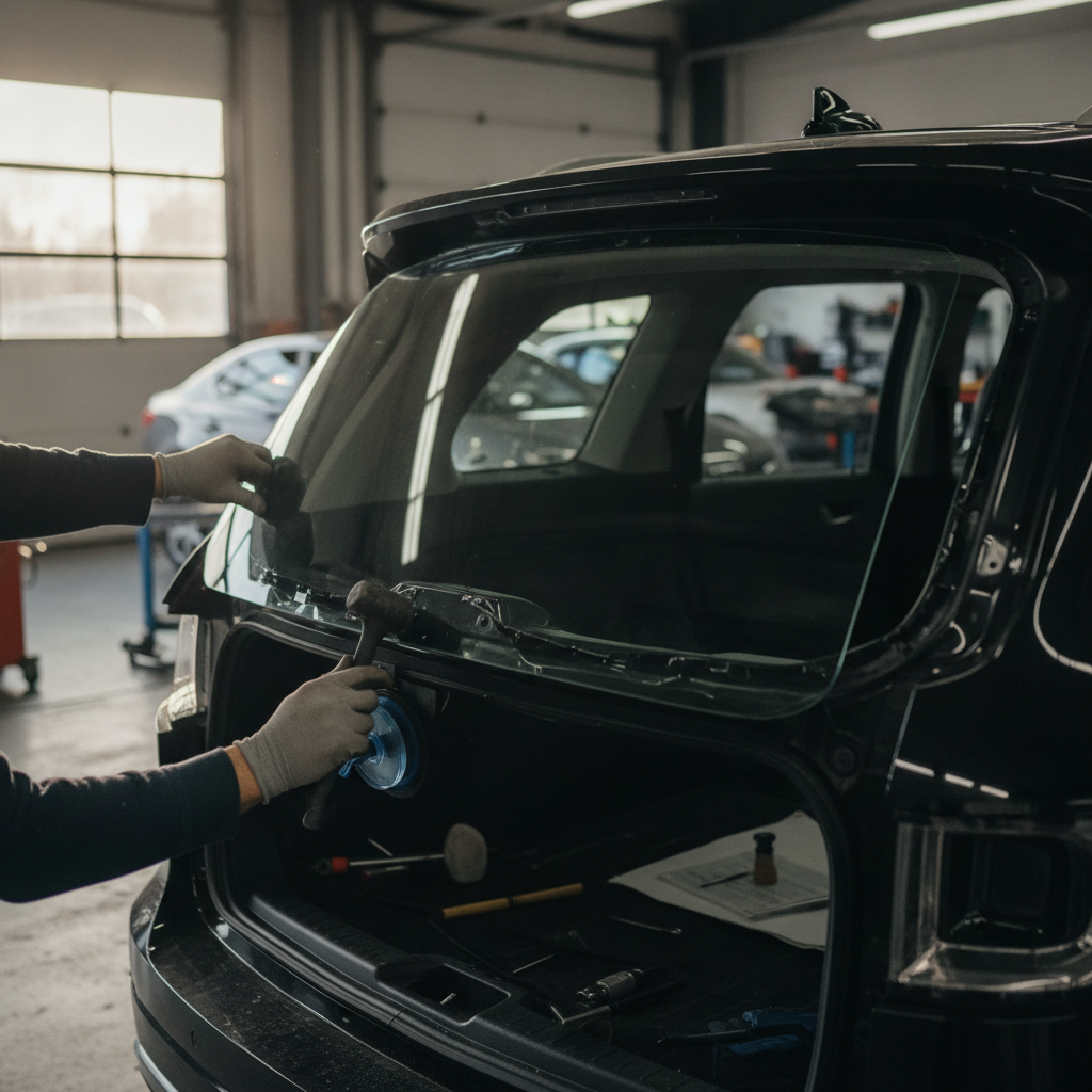Car Rear Window Replacement no peoples faces just hand
